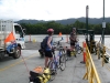 Gaye and Ed crossing the Daintree River on the ferry (still only $1 for bikes)