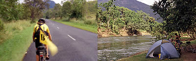 Left: Gaye riding northern Qld. Right: Gordonvale (just South of Cairns)