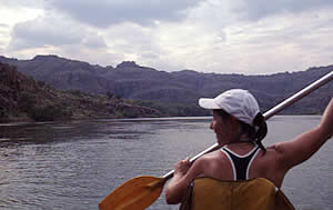 Gaye paddling the Ord River, Kununurra, WA