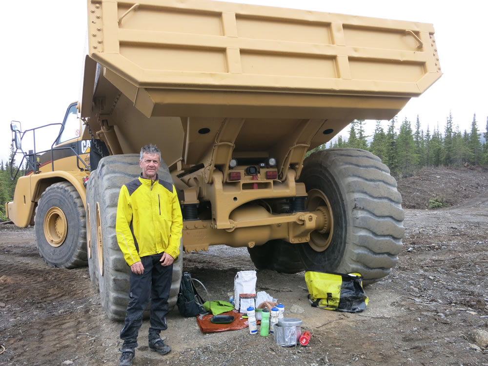 Another gravel pit, but with nice big trucks that made a useful shelter for cooking.